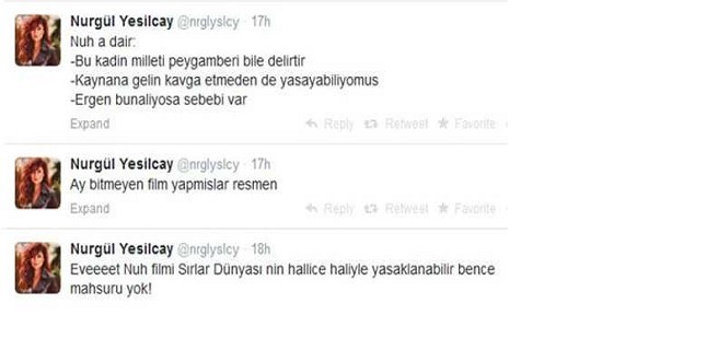 Nurgül Yeşilçay'dan Nuh'un Sansürüne Onay